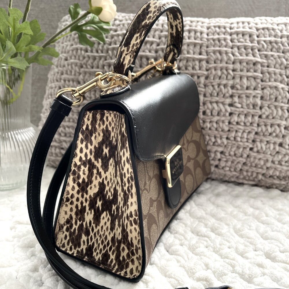 Coach Pepper Satchel in Signature Canvas (Black/Brown) No. C1325 - Picture 6 of 16